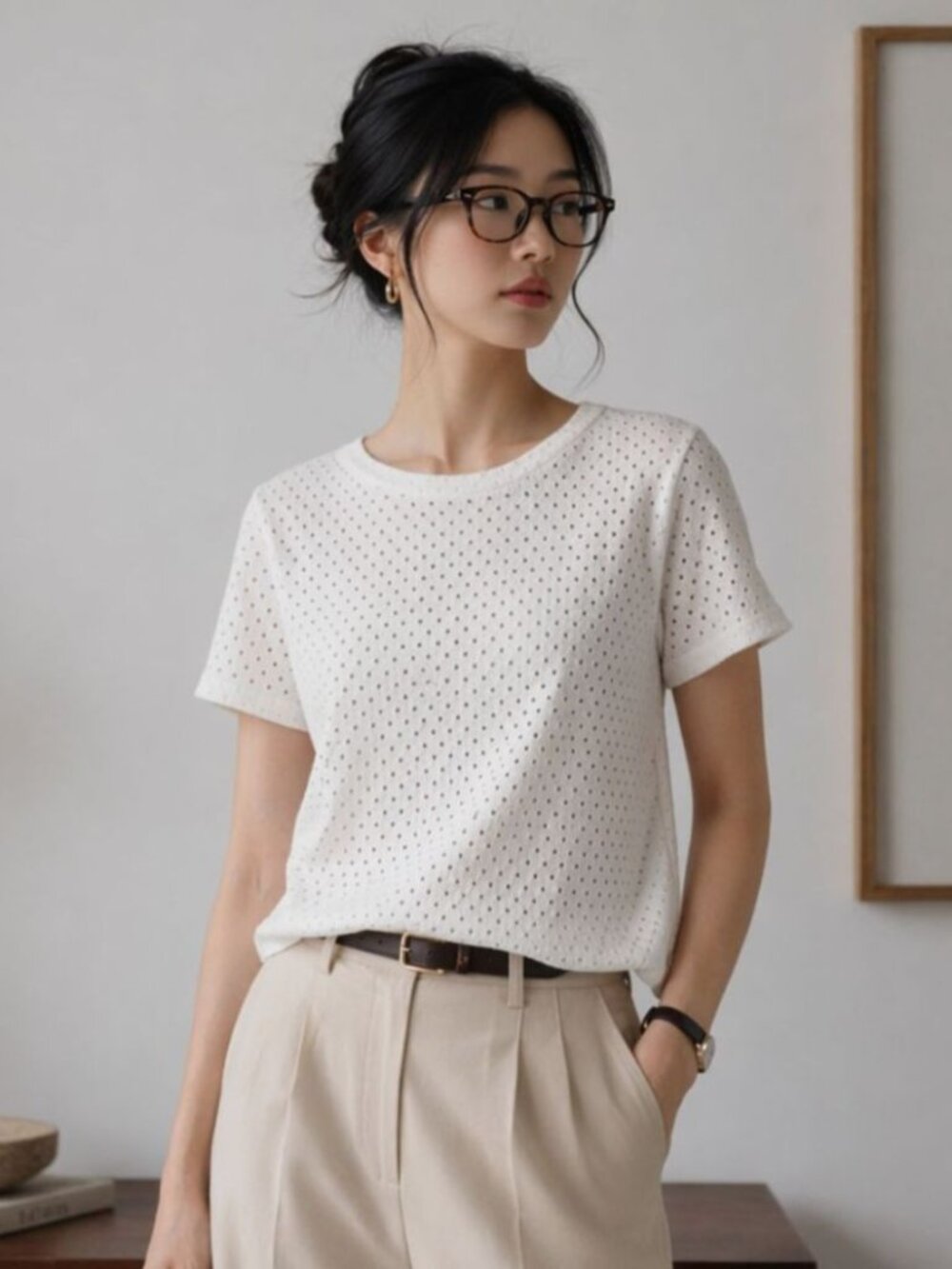 Zara White Short Sleeve Blouse Size Medium Minimalist Chic Summer Top